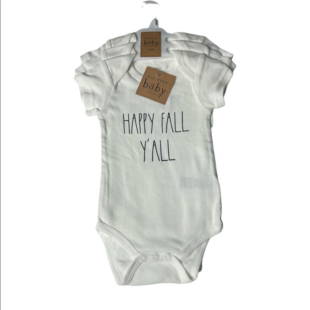 Rae Dunn Baby By Magenta Short Sleeve Fall Theme Onesies Sz 6-9 M